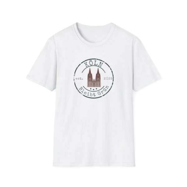 Köln bleibt grün T-Shirt mit Stempelmotiv und Dom-Silhouette, weiß, nachhaltig, Umweltschutz, S-4XL