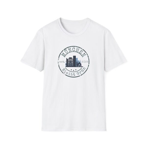 München bleibt grün T-Shirt mit Stempelmotiv und Skyline, weiß, nachhaltig, Umweltschutz, S-4XL
