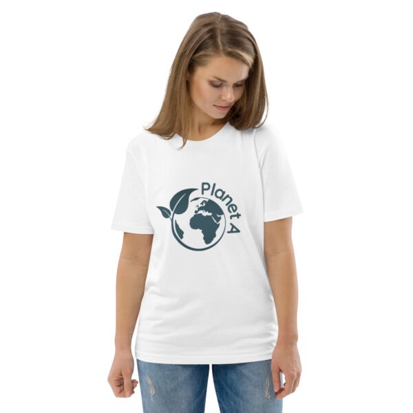 Planet A – Unisex Bio-T-Shirt mit Welt- und Blattmotiv – Bild 2