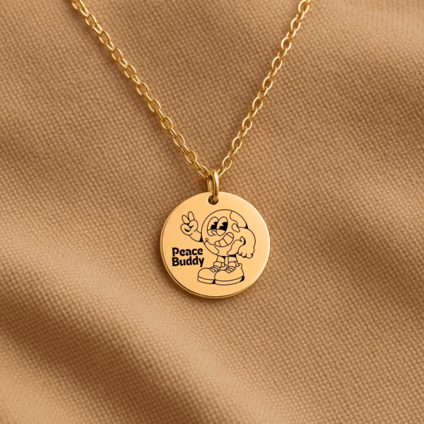 Personalisierte Kette „Peace Buddy“ – Retro-Cartoon Schmuck für Harmonie und Nachhaltigkeit – Bild 7