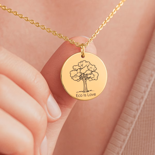 Personalisierte „Tree of Life“-Kette aus Edelstahl mit Goldplattierung und Gravur