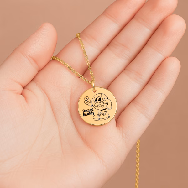Personalisierte Kette „Peace Buddy“ – Retro-Cartoon Schmuck für Harmonie und Nachhaltigkeit – Bild 8