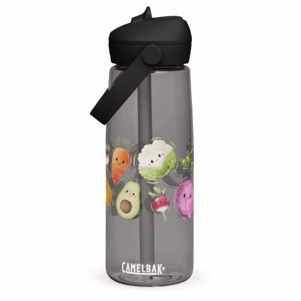 Kinder-Trinkflasche mit buntem Aquarell-Gemüse – Nachhaltig, praktisch und spielerisch für kleine Umwelthelden – Bild 3